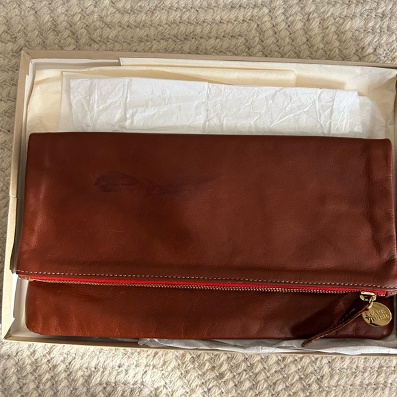 Clare Vivier leather foldover zipper clutch in dark brown - Picture 8 of 8